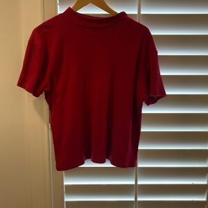 Red mock neck top